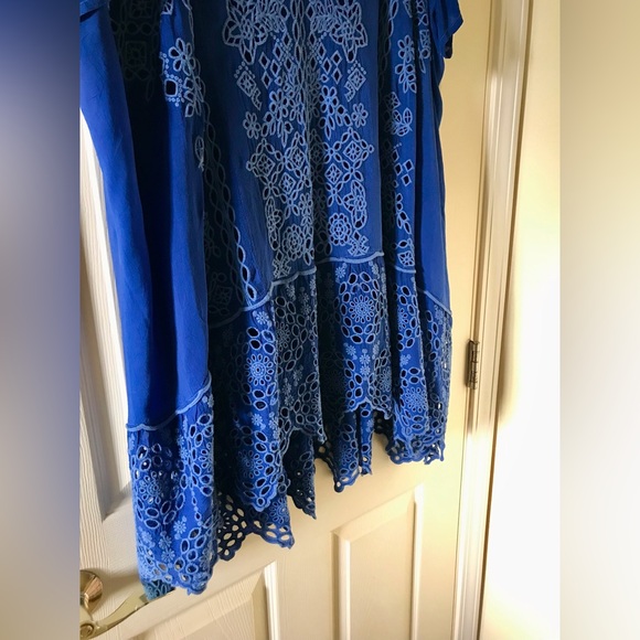 Johnny Was Kaylyn cobalt blue eyelet tunic size XXL - Picture 4 of 6